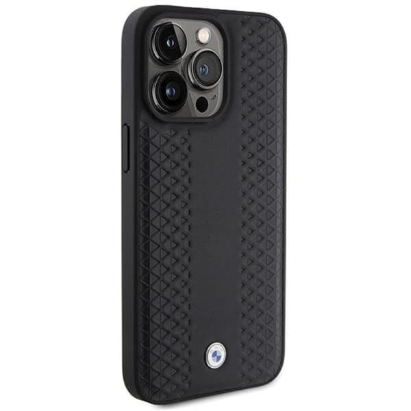 BMW Mobilskal till iPhone 15 Pro Läder Diamond Pattern - Svart Black