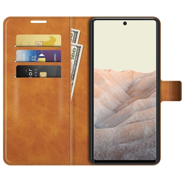 Folio Flip Läder Plånboksfodral Google Pixel 6 - Brun Brun