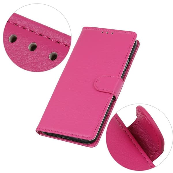 OnePlus 15 5G Plånboksfodral Litchi Texture Konstläder - Rosa Rosa