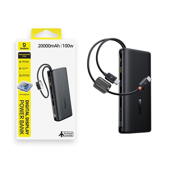 Baseus Powerbank 20000mAh Dual USB-C Kable 100W - Svart Svart