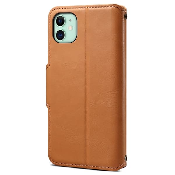 DENIOR iPhone 11 Plånboksfodral Konstläder Stötbeständig - Khaki