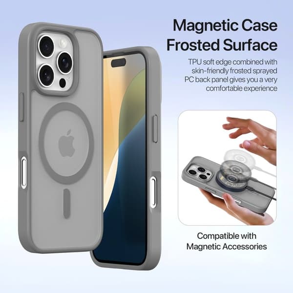 DUX DUCIS Lawa Series iPhone 16 Pro Max Plånboksfodral Äkta läder - Grå