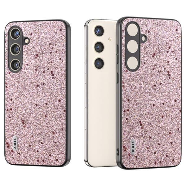 ABEEL Mobilskal till Samsung Galaxy S24 Glitter PU Läder Rosa