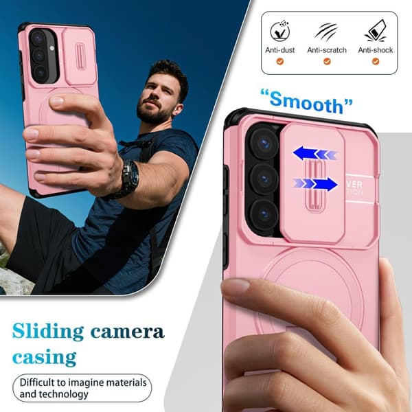 Mobilskal för Samsung Galaxy S26 Plus Magnetiskt Kickstand PC + TPU - Rosa