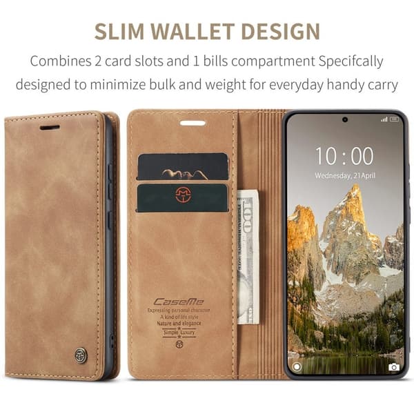 CASEME 013 Plånboksfodral för Xiaomi 15 KonstLäder - Brun