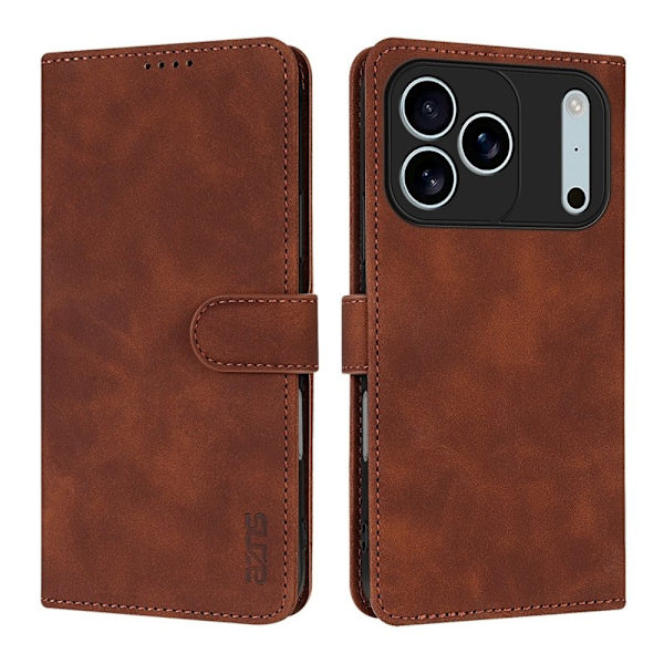 AZNS iPhone 17 Pro Max Plånboksfodral Konstläder - Brun