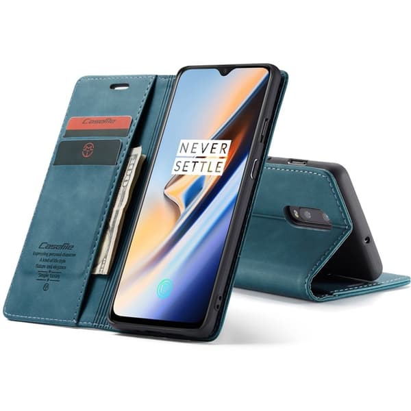 CASEME 013 Flip Konstläder Plånboksfodral för OnePlus 7 - Blå