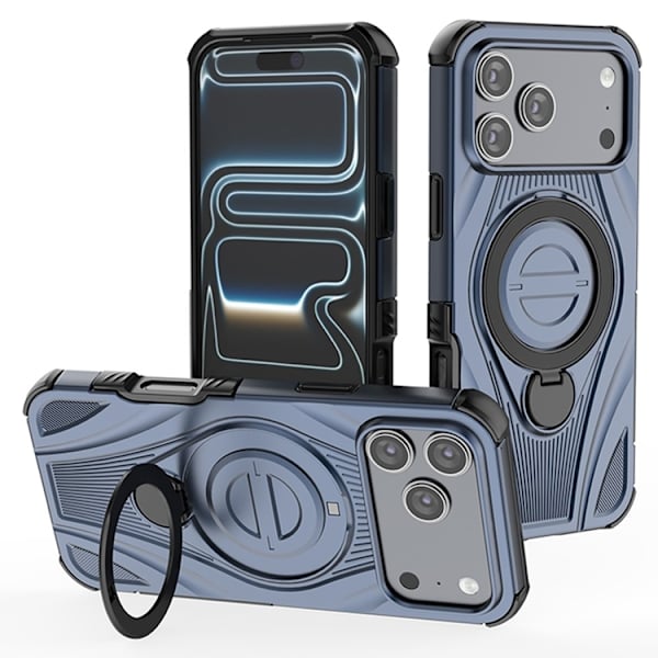 Mobilskal till iPhone 17 Pro Max MagSafe Rotating Kickstand Shockproof - Blå Blå