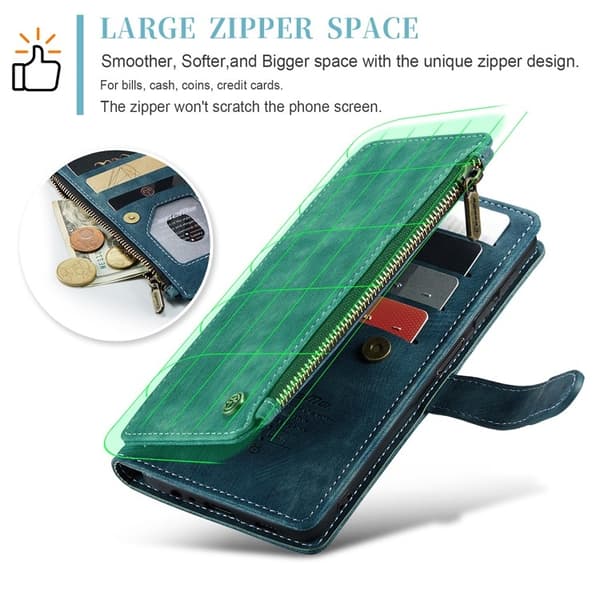 CASEME Galaxy A24 4G Plånboksfodral C30 Zipper - Blå Blå
