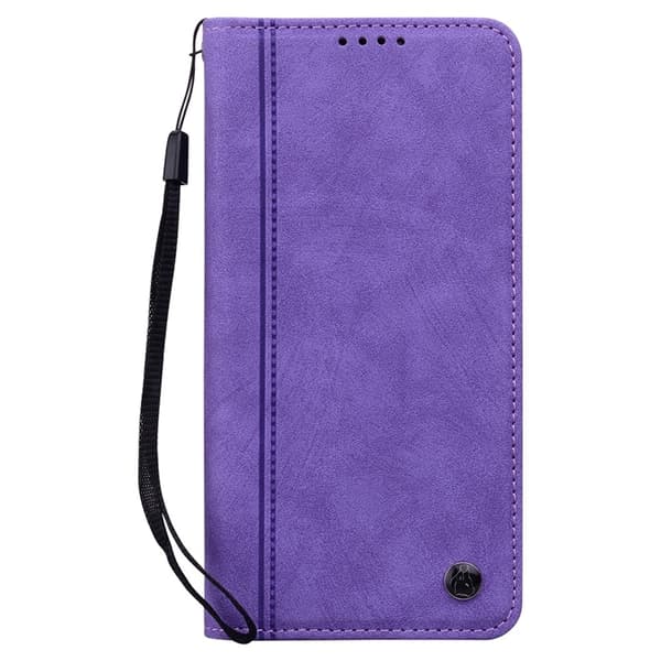 iPhone 17 Konstläder Plånboksfodral med Rem Lines Pattern - Lila Lila