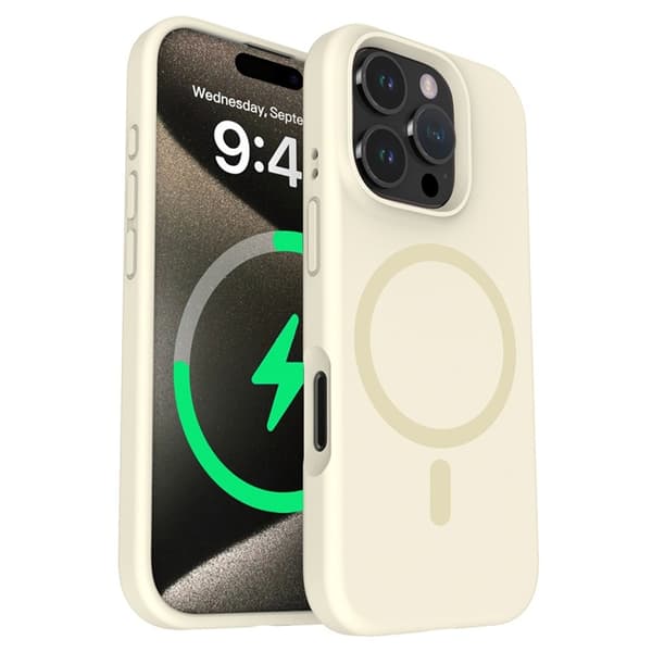 Mobilskal till iPhone 16 Pro Max Magsafe Liquid Silicone - Antique Vit Vit