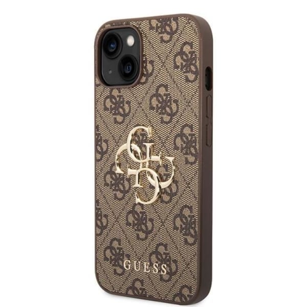 Guess iPhone 15 -puhelinkuori 4G Big Metal Logo - Ruskea