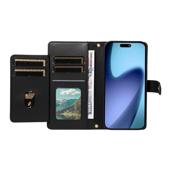 iPhone Air Plånboksfodral Rhombus Läder - Svart Svart