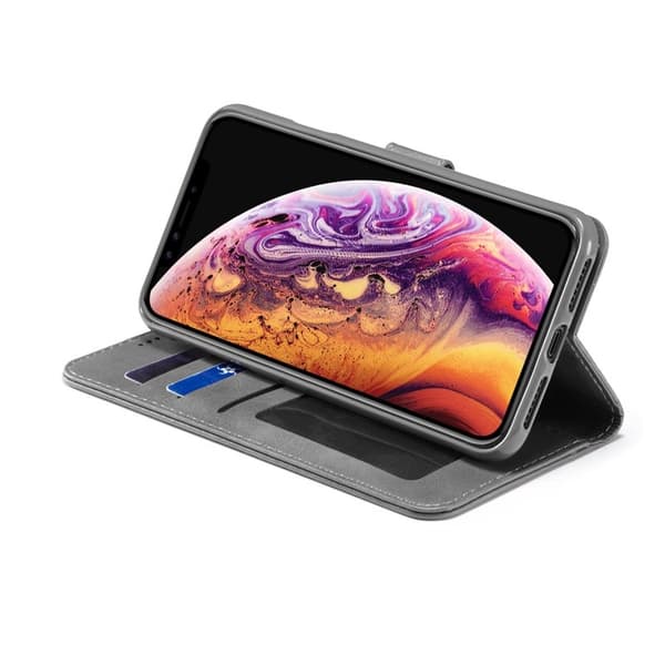 LC.IMEEKE Plånboksfodral för iPhone XR 6.1 tum - Konstläder - Grå