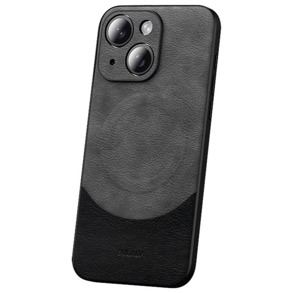 SULADA Mobilskal till iPhone 15 Plus Magnetisk PU Läder PC+TPU Grå
