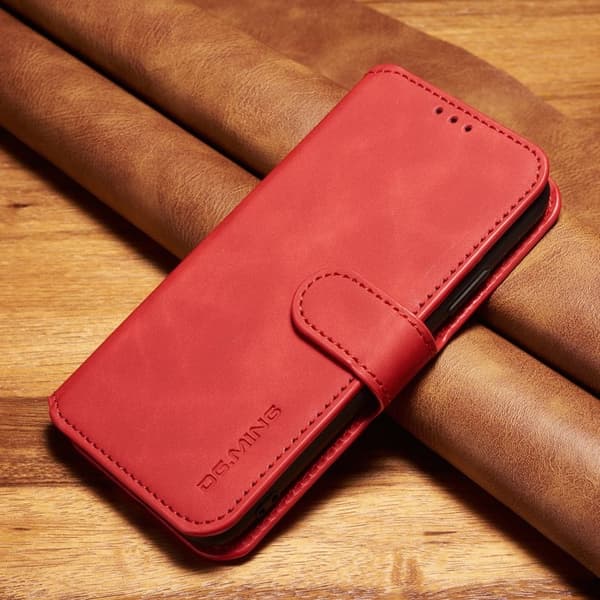 DG.MING Retro Wallet Mobilskal för iPhone XS 5.8 tum - Röd