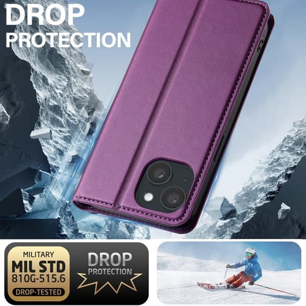 LC.IMEEKE L1 Series iPhone 14 Plus Plånboksfodral Konstläder - Lila