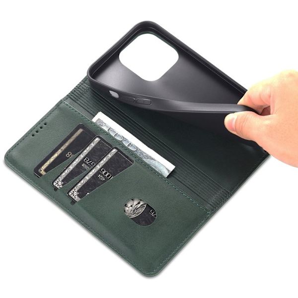 AZNS iPhone 15 Pro Max Plånboksfodral i Konstläder - Grön