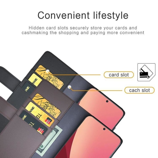Folio Flip aitoa nahkaa oleva lompakkokotelo Xiaomi 12 Pro - musta
