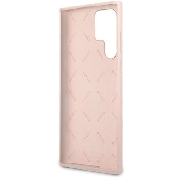 Guess Galaxy S23 Ultra Skal Silicone Script Metal Logo - Rosa Rosa