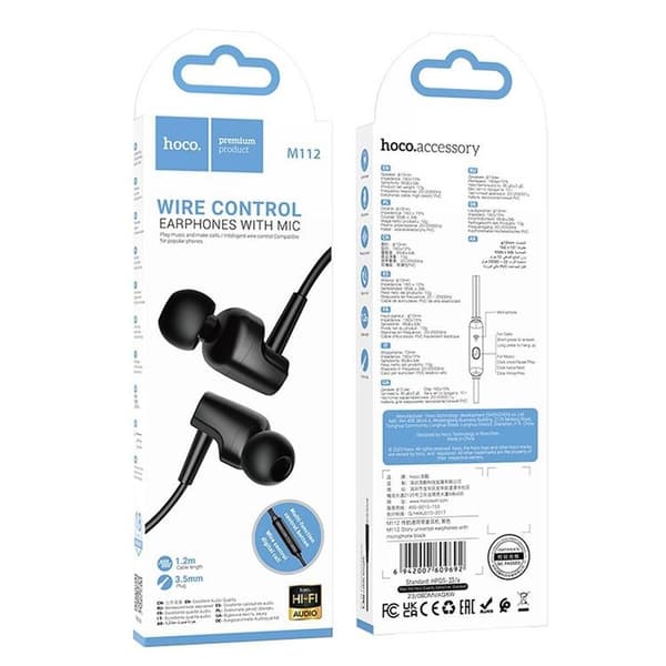 HOCO kablet hovedtelefonstik 3,5 mm mikrofon M122 - sort Black