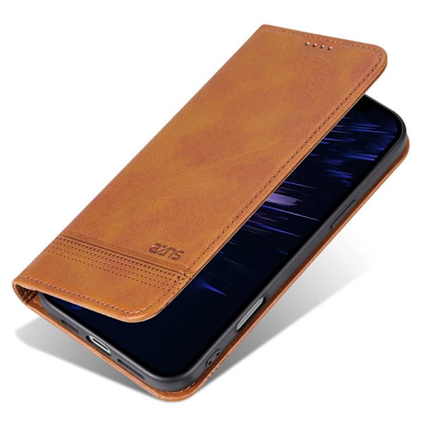 AZNS iPhone 16 Plånboksfodral Konstläder - Brun