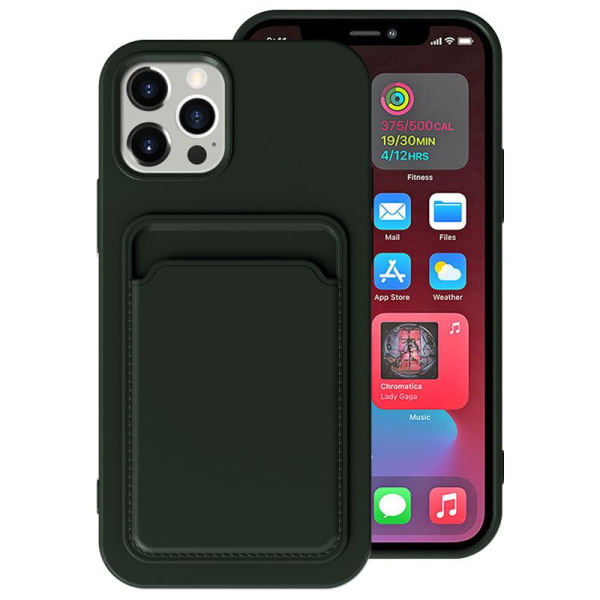 iPhone 15 Pro Max Mobilcover Kortholder Silikon - Grøn