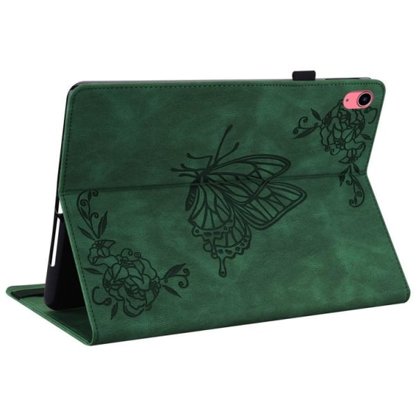 iPad 10.9 (2022) Fodral Butterfly Flower Imprinted - Grön