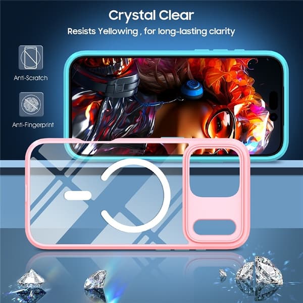 Mobilskal till iPhone 17 Pro MagSafe TPU + PC Clear - Rosa/Cyan Rosa