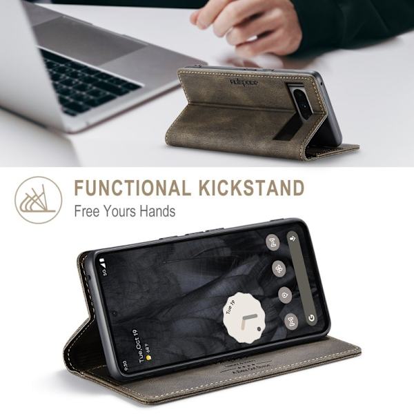 AUTSPACE Google Pixel 8 Pro Wallet Fodral KonstLäder - Kaffe