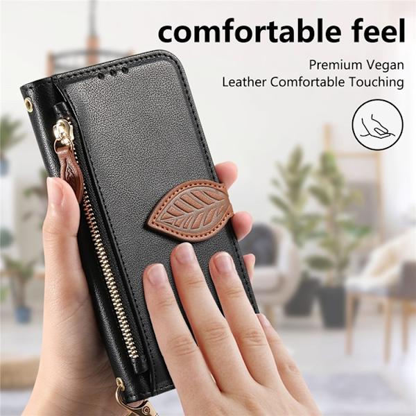 iPhone Air Plånboksfodral Leaf Magnetiskt Spänne Konstläder Svart