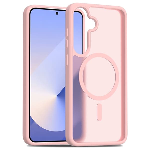Mobilskal till Galaxy S25 Plus/S24 Plus MagSafe Skin Touch Acrylic Rosa