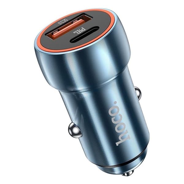 Hoco Biloplader 20W USB-A/USB-C Z46A - Safir Blå Blå