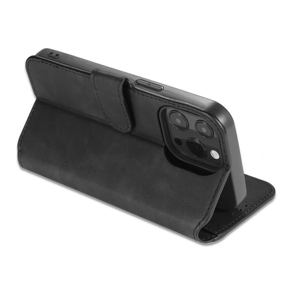 DG.MING Retro Konstläder Plånboksfodral för iPhone 14 Pro 6.1 tum - Svart