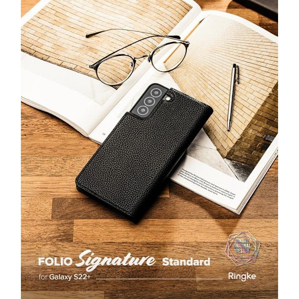 Ringke Folio Signature Flip Läder Fodral Galaxy S22 Plus - Svart
