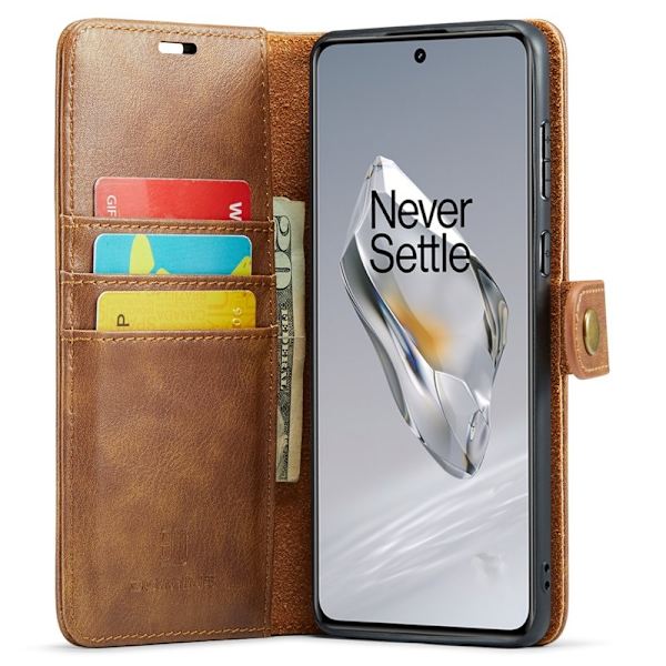 DG.MING OnePlus 12 5G Plånboksfodral Äkta läder- Brun