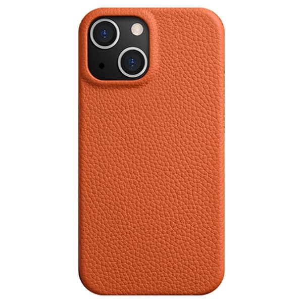 MELKCO Mobilskal till iPhone 15 Anti-drop Äkta Läder + PC Orange