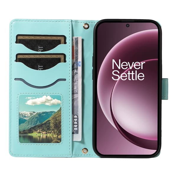 OnePlus 15 5G Plånboksfodral Rhombus Konstläder Grön