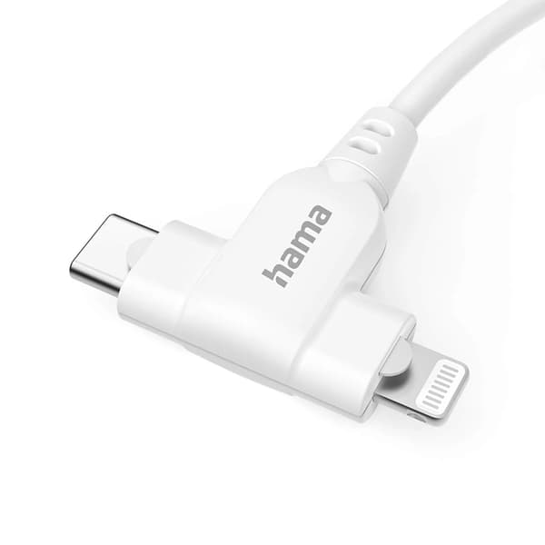 Hama USB-C til USB-C eller Lightning 1.5m kabel - hvid Vit
