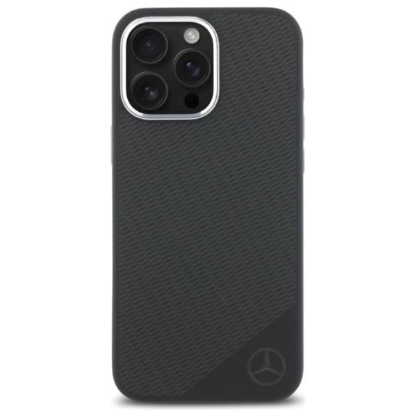 Mercedes Mobilskal till iPhone 16 Pro Max MagSafe Silikon Wood Pattern - Svart Black