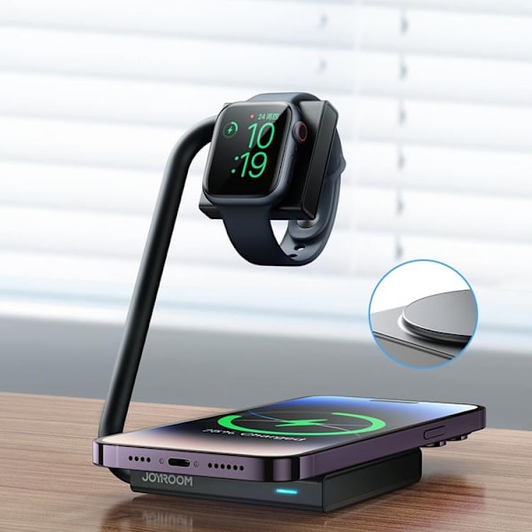 Joyroom 2-in-1 Trådlös Laddare Magsafe iPhone, Apple Watch 15W Qi Svart