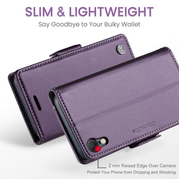 CASEME Plånboksfodral Konstläder iPhone XR RFID-Skydd Lila