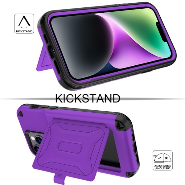iPhone 14 Plus Skal Korthållare Mirror Kickstand - Lila