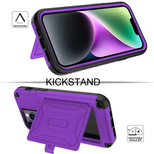 iPhone 14 Plus Skal Korthållare Mirror Kickstand - Lila Lila