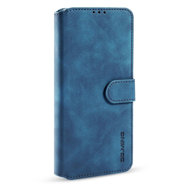 DG.MING iPhone 14 Pro Max Konstläder Plånboksfodral Retro Stil Magnetisk Blå