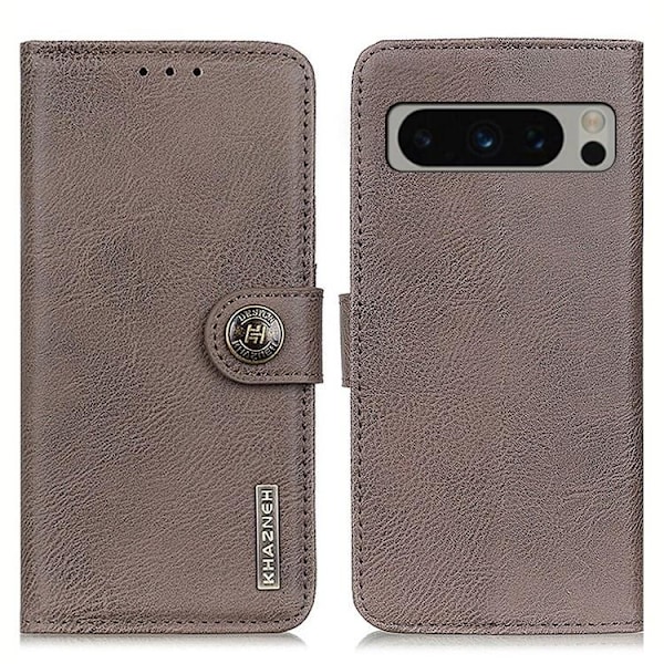 KHAZNEH Google Pixel 8 Lompakkokotelo Cowhide - Harmaa Grå