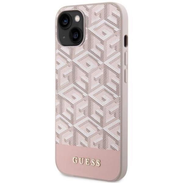 Guess iPhone 14 Plus Mobilskal MagSafe GCube Stripes - Rosa