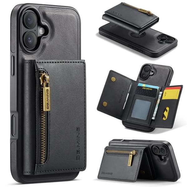DG.MING M5 Series Mobilskal till iPhone 16 Plus Magnetiskt Konstläder Svart