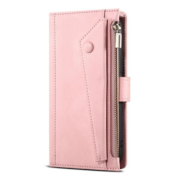 iPhone 14 Pro Max Plånboksfodral Flap Zipper Strap - Rosa