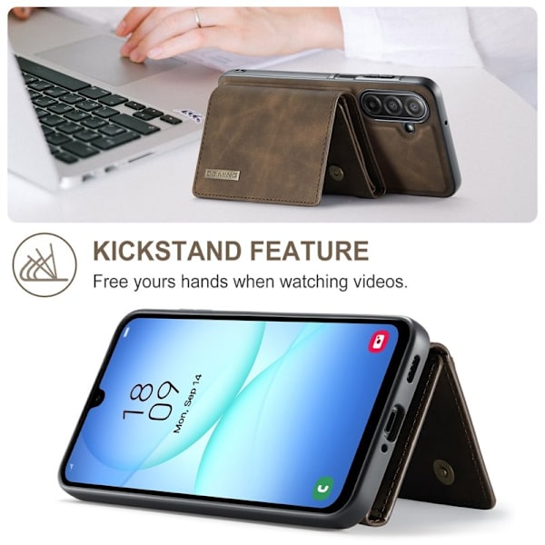 DG.MING Samsung Galaxy A17 5G Konstläder Plånboksfodral Brun